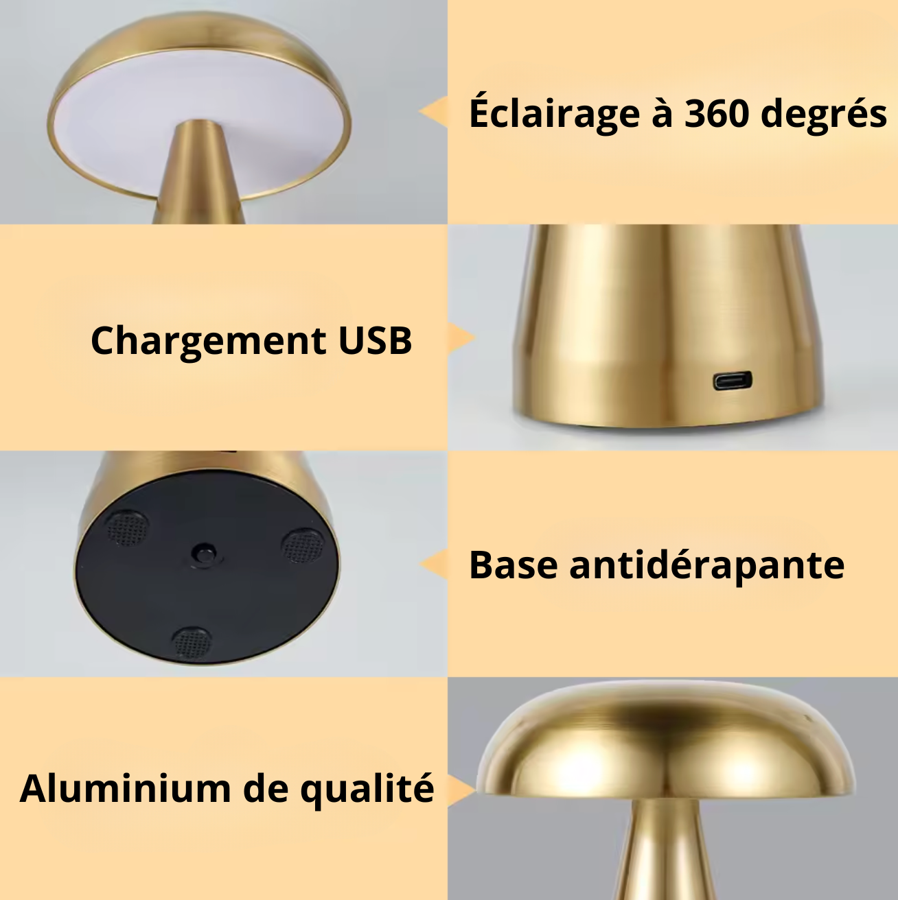 Lampe de Chevet à structure conique et abat-jour arrondi