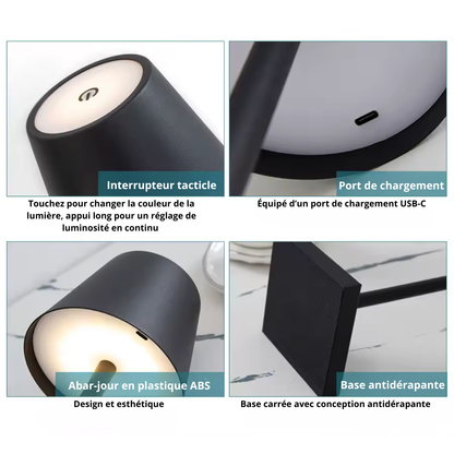 Lampe de Chevet à pied droit et abat-jour conique