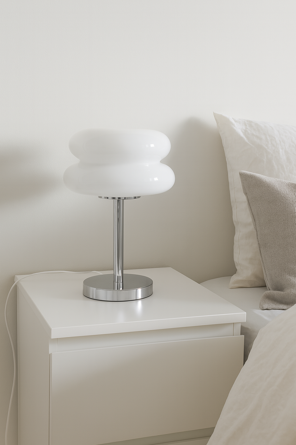 Lampe de Chevet avec diffuseur ovale et pied cylindrique